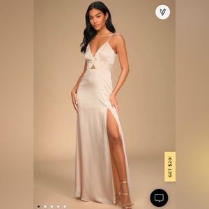 Lulus Endless Elegance Light Peach Satin Sleeveless Maxi Dress